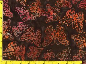 Lacy Red Butterflies on Black Batik Quilting Sewing Fabric by Yard #2675
