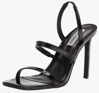 Nuevo En Caja Steve Madden Mujer Sandalia Tacón Graciado Negro Charol Talla 11 Foto 1 de 4