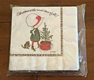 Vintage Holly Hobbie Servietten Weihnachten Urlaub American Greetings 3-lagig 80er Neu aus altem Lagerbestand - Bild 1 von 4