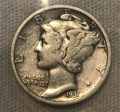 1931 Mercury Dime, F /VF,  Scarce Cover
