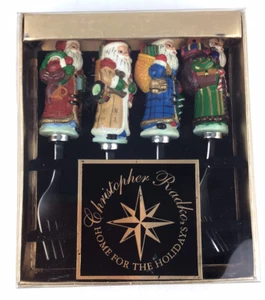 Christopher Radko Santa Cocktail Fork Set Of 4 Home For The Holidays - Picture 1 of 12