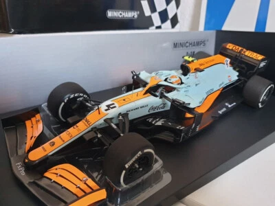 Minichamps McLaren MCL35M #4 Lando Norris 1:18 Monaco GP 2021 Gulf - Image 1 of 4