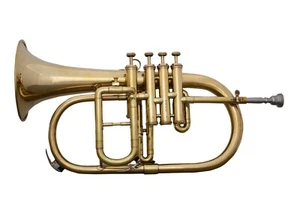 4Valve Flugelhorn BRASS FINISH Free HARDCase MOUTHPIECE BB/F PITCH MUSICALS - Picture 1 of 9