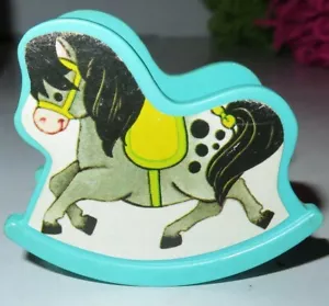 1972 Vintage Fisher Price Turquoise Plastic Rocking Horse Baby Nursery Great Toy - Picture 1 of 12