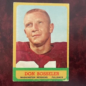 1963 Topps Set DON BOSSELER raro SP #162 WASHINGTON REDSKINS - VG-EX - Foto 1 di 2
