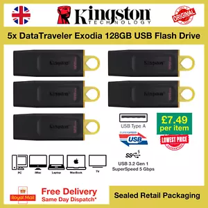 5x Kingston DataTraveler Exodia 128GB Memory Stick, USB 3.2 Gen, FREE DELIVERY - Picture 1 of 6