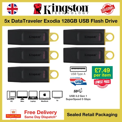 5x Kingston DataTraveler Exodia 128GB Memory Stick, USB 3.2 Gen, FREE DELIVERY - Image 1 of 4