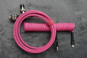 Custom Handmade Coiled Keyboard Cable with Aviator Gk12 Connector - USB c - Picture 1 of 4