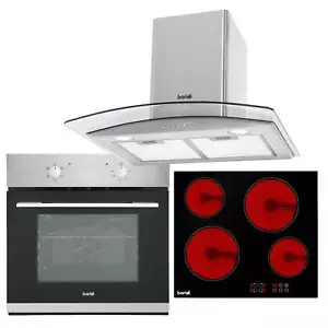 Ceramic Hob, Fan-Assisted Oven & Curved Glass Cooker Hood Bundle - Picture 1 of 24