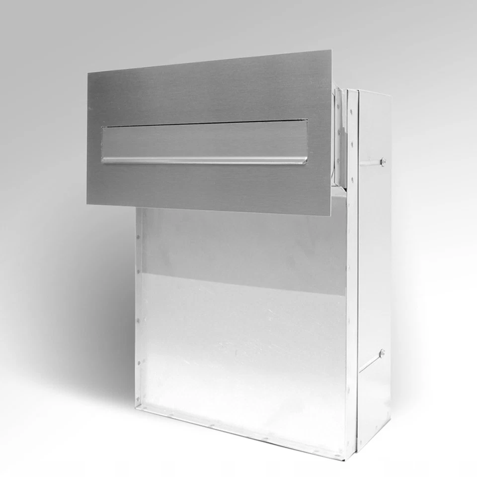 WALL THROW-THROUGH MAILBOX STAINLESS STEEL INSTALLATION WALL THICKNESS 19 TO 25.5 CM █▬█ █ ▀█▀ - Image 1 of 1