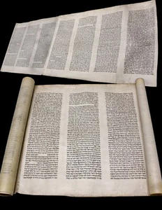 TORAH BIBLE VELLUM MANUSCRIPT GENESIS SCROLL 200 YRS EUROPE - Picture 1 of 17