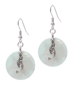 Beach Life Green Mermaid Disc Dangle Fashion Earrings - Picture 1 of 1