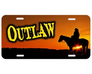 Placa de matrícula Cowboy Horse Sunset con monograma personalizada etiqueta de auto - Imagen 1 de 3