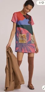 Anthropologie Womens Dress Geisha Designs Medium Pink Tropical Shift Mini NWT - Picture 1 of 24