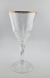 Cristal de Flandre Salzburg Gold/ Gold Trimmed Crystal Wine Glass/Pineap-Diamond - Picture 1 of 6