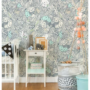 Non-Woven wallpaper Monochrome Abstract with Pastel He Nursery Kids room Pale - Picture 1 of 8