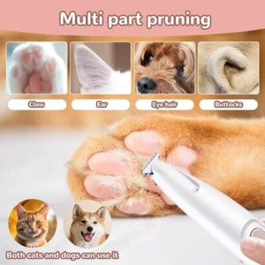 Pet Dog Paw Trimmer With LED Light Fully Waterproof Pet Hair Trimmer Wide Blade~ - Picture 1 of 11