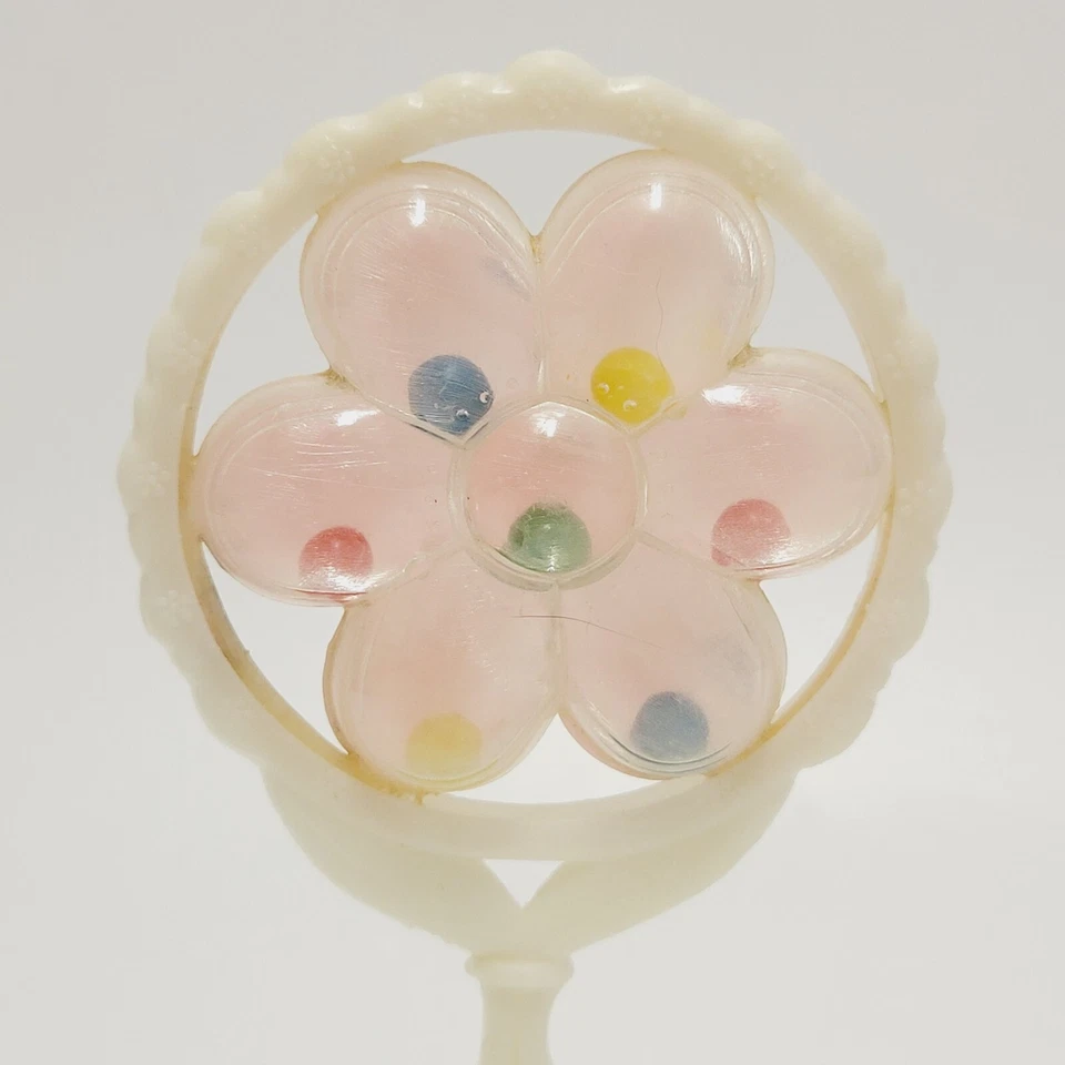 Juguete Sonajero Bebé Vintage Flor Plástico Rosa 5" Foto 1 de 4