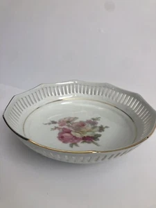 Westdeutschland Schwarzenhammer Bavaria Netz Goldrand Rosen Blumen Schale - Bild 1 von 5