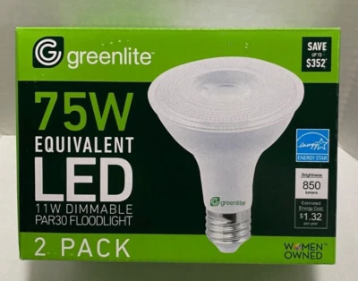 Greenlite LED PAR30 Long Neck Dimmable Flood Light Bulb, 11W 2 Pack - Image 1 of 4
