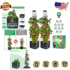 2-Pack Self-Watering Raised Garden Bed Planter with Trellis for Indoor & Outdoor - Picture 1 of 9
