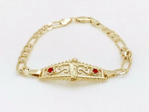 Armband 14 Karat vergoldet Pulsera de San Judas Con Pedrería Roja - Bild 1 von 2