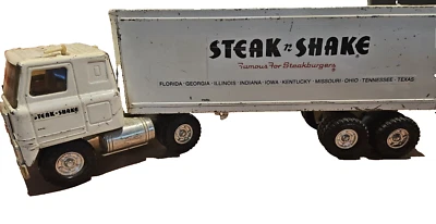 Structo 22' Steak N Shake Semi Tractor Trailer Set Pressed Steel 1960s w/defects - Image 1 of 4