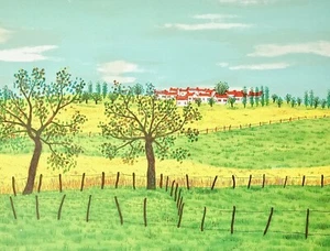 Maurice LOIRAND - Estampe originale - Lithographie - Village dans les champs 2 - Imagen 1 de 4