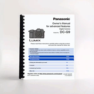 Owners Manual for Panasonic Lumix DC-G9 Camera - Picture 1 of 1