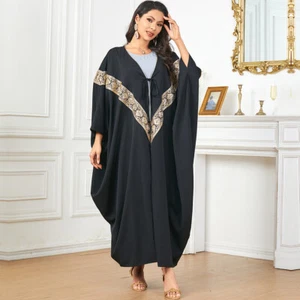 Abito lungo Abaya islamico donna musulmano aperto abaya kimono abiti Ramadan nuovo - Foto 1 di 9