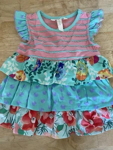 Matilda Jane Baby Size 12-18 Months Tunic Triple Ruffle Stripes Polka Dot Floral - Picture 1 of 5