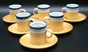 Juego de 6 tazas y platillos de café pequeño espresso de gres Mariana? No identificado - Imagen 1 de 6