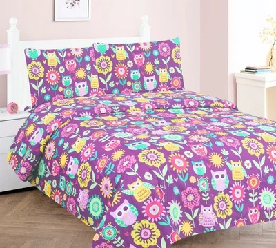 NEW 3/4PC BED SHEET SET BEDROOM FITTED FLAT PILLOWCASES KIDS DESIGNS TWIN FULL - Image 1 of 2