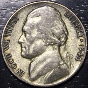 1943 P Jefferson Nickel 35% Silber 5c US Münze Philadelphia Mint - Bild 1 von 2
