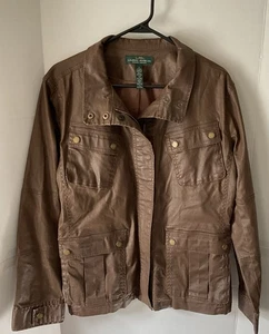 LRL Lauren Jeans Gr. 12 Damen Vintage braun Utility Field Jacket gewachste Baumwolle - Bild 1 von 13