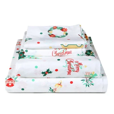 Juego de sábanas navideñas de microfibra suave Hitime bolsillo profundo ajuste juegos de cama de 16" Foto 1 de 4