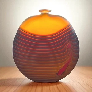 Robert Wynne Denizen Art Glass Peacock Vase - Picture 1 of 10