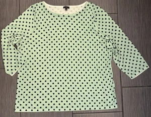 Pull léger femme Talbots vert menthe noir à pois taille 2X - Photo 1/4