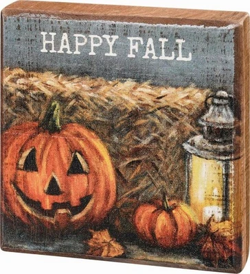 Primitives by Kathy  Sign Hello Fall 4" x 4" x 1" NEW - Image 1 of 4