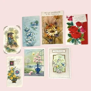 Vintage Anniversary Cards 7 Pc Lot Unused American Greetings & More - Picture 1 of 14