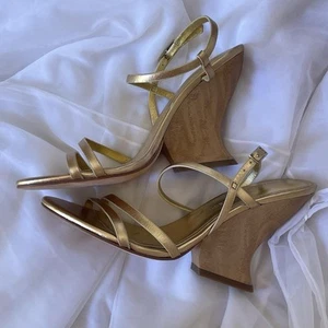 Brand New Sigerson Morrison Gold Wedge Heels - Picture 1 of 8