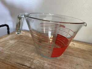 Pyrex 4 Tazze Misurino Vetro Rosso Reverse Leggi Manico Aperto Lati Inclinati - Foto 1 di 15