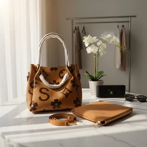 ITALIENISCHE EUROPÄISCHE DESIGNER LUXUS BRAUN LEDER SCHULTERTASCHE HANDTASCHE BEUTELTASCHE  - Bild 1 von 7