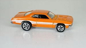 2008 HOT WHEELS '71 DODGE DEMON 340 ORANGE 1:64 DIECAST 3" CAR W/ WHITE STRIPES - Picture 1 of 6