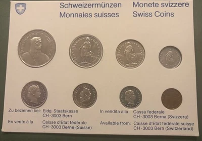 1977 SWITZERLAND - COMPLETE MINT BU UNC SET (8) - RAPPEN & FRANC - Swiss Mint. - Image 1 of 2