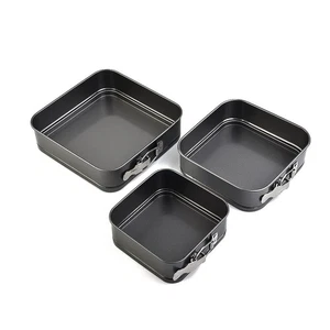 3PCS NON-STICK SPRINGFORM CAKE PAN BAKING BAKE SQUARE TRAY TINS WEDDING PARTY - Picture 1 of 12