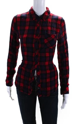Rails Womens Woven Plaid Print Long Sleeve Button-Up Blouse Top Red Size XS - Image 1 of 4