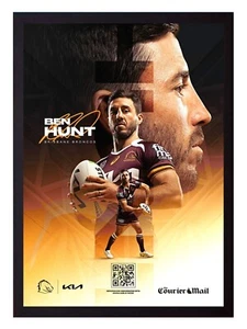 Póster enmarcado 2025 Brisbane Broncos NRL Rugby League - Ben Hunt - 45 cm x 32 cm - Imagen 1 de 4