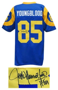 JACK YOUNGBLOOD RAMS Signed Blue & Yellow Throwback Jersey w/HF'01 - SCHWARTZ - Picture 1 of 2