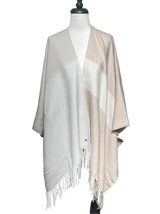 SOIA & KYO NWT Yadira Fringe Pink Color block Cape Shawl Open Poncho OS - Picture 1 of 5